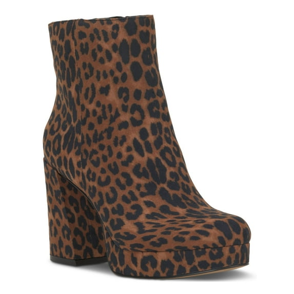 JESSICA SIMPSON Womens Brown Animal Print Padded Rexura Round Toe Block Heel Zip-Up Booties 6 M