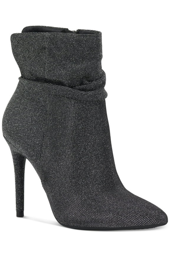 Womens Gray Cushioned Ruched Lerona Pointed Toe Stiletto Zip-Up Dress Booties 9.5 M