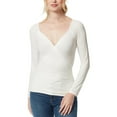 thumbnail image 1 of JESSICA SIMPSON Womens Ivory Ruched Pullover Long Sleeve Surplice Neckline Faux Wrap Top XS, 1 of 3