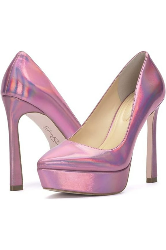 Womens Pink 1" Platform Cushioned Jariah Pointed Toe Platform Slip On Dress Pumps Shoes 10 M