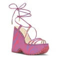 thumbnail image 1 of JESSICA SIMPSON Womens Purple Animal Print 2" Platform Wrapping Ankle Padded Damazy Round Toe Wedge Lace-Up Heeled Sandal 8 M, 1 of 4