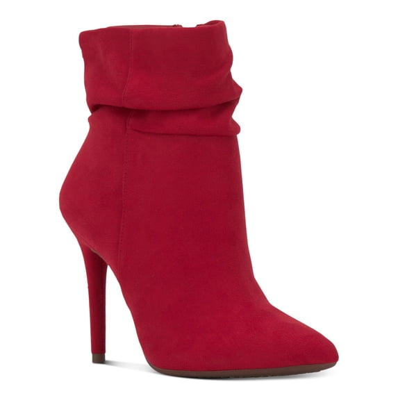 JESSICA SIMPSON Womens Red Cushioned Ruched Lerona Pointed Toe Stiletto Zip-Up Dress Booties 7.5 M