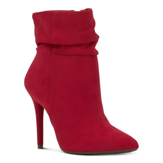 JESSICA SIMPSON Womens Red Cushioned Ruched Lerona Pointed Toe Stiletto Zip-Up Dress Booties 8.5 M