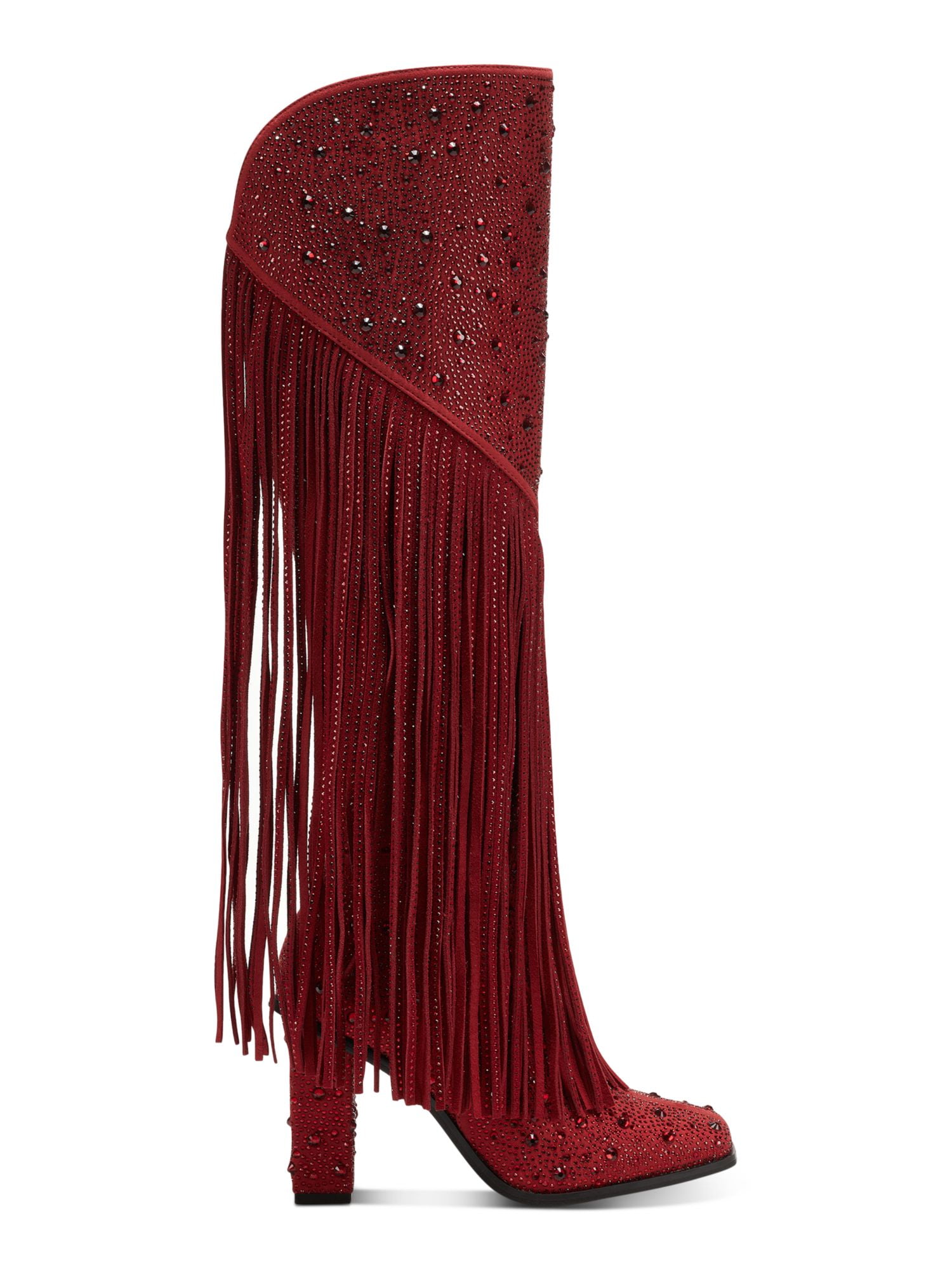 JESSICA SIMPSON Womens Red Fringed Rhinestone Asire Round Toe Dress ...