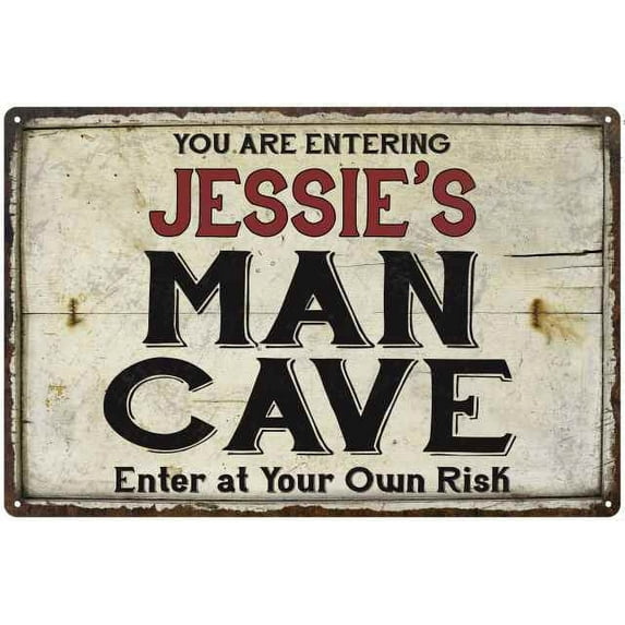 JESSIE'S Man Cave Sign Rustic Garage Decor Gift 8x12 Metal 108120035238