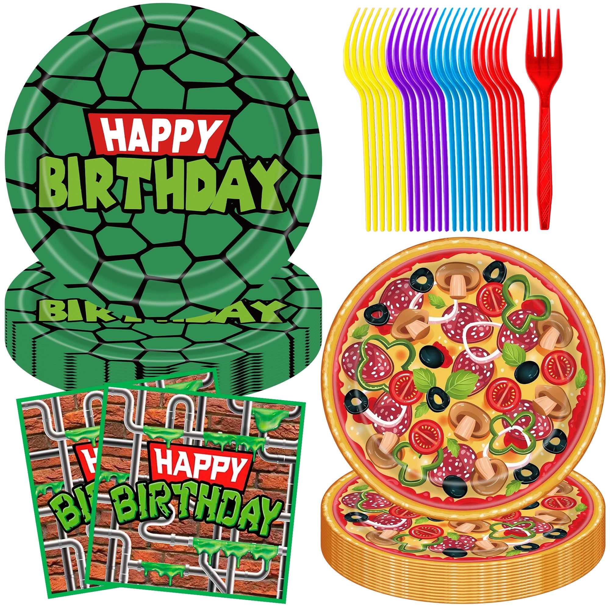 JESTAR 96pcs Ninja Birthday Party Supplies, Turtle Plates and Napkins ...