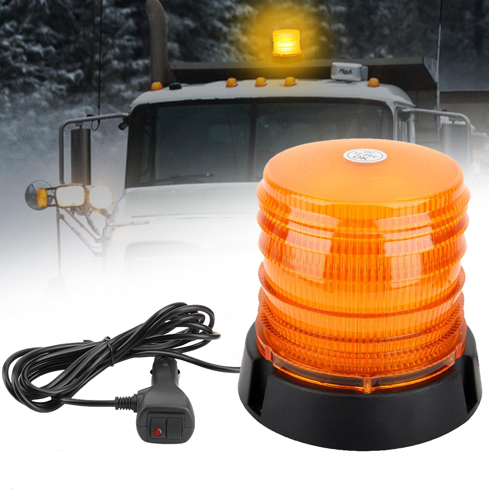 OPL5 Blue Forklift Strobe Beacon Light – 12-24V, 60 LEDs, 16 Flash Modes, Magnetic Base, For Trucks, Snow Plows, Construction