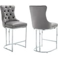 thumbnail image 1 of JESTOP 25" Counter Height Bar Stools Set of 2, Modern Velvet Barstools with Chrome Metal Legs and Tufted Back, Upholstered Island Chairs for Kitchen Island, Pub, Cafe, Beige, 1 of 7