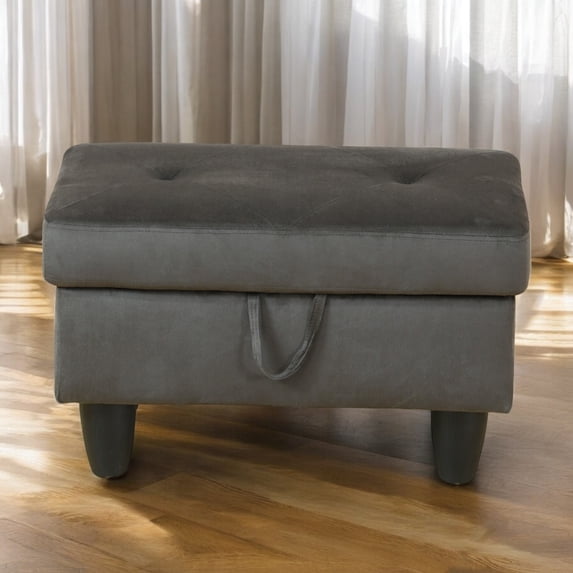 JESTOP 28.5" Ottoman with Storage, Fabric Ottoman Foot Rest Stool, Rectangle Upholstered Footstool, Storage Bench