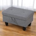 thumbnail image 1 of JESTOP 28.5" Ottoman with Storage, Fabric Ottoman Foot Rest Stool, Rectangle Upholstered Footstool, Storage Bench, 1 of 7
