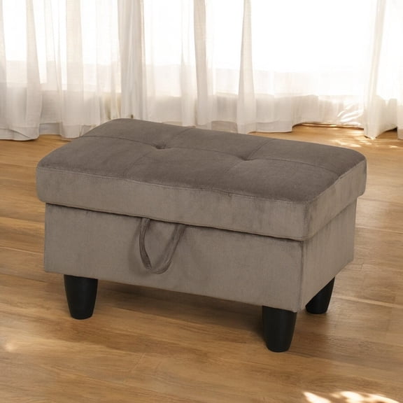 JESTOP 28.5" Ottoman with Storage, Fabric Ottoman Foot Rest Stool, Rectangle Upholstered Footstool, Storage Bench