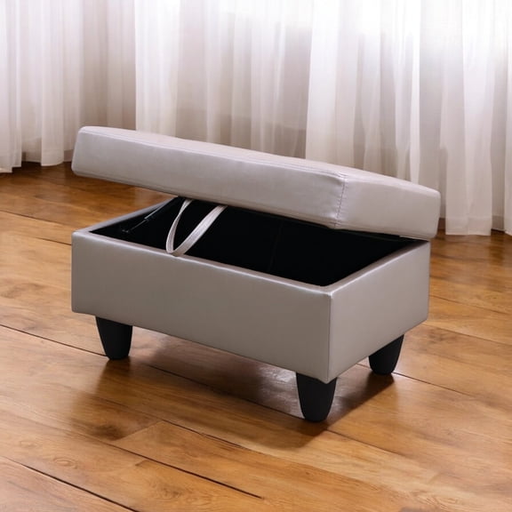 JESTOP Leather Storage Ottoman, Ottoman with Storage, Rectangle 28.5" Foot Rest Ottomans Stool for Living Room Bedroom