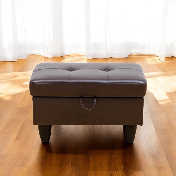 JESTOP Leather Storage Ottoman, Ottoman with Storage, Rectangle 28.5" Foot Rest Ottomans Stool for Living Room Bedroom
