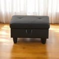 thumbnail image 1 of JESTOP Leather Storage Ottoman, Ottoman with Storage, Rectangle 28.5" Foot Rest Ottomans Stool for Living Room Bedroom, 1 of 7