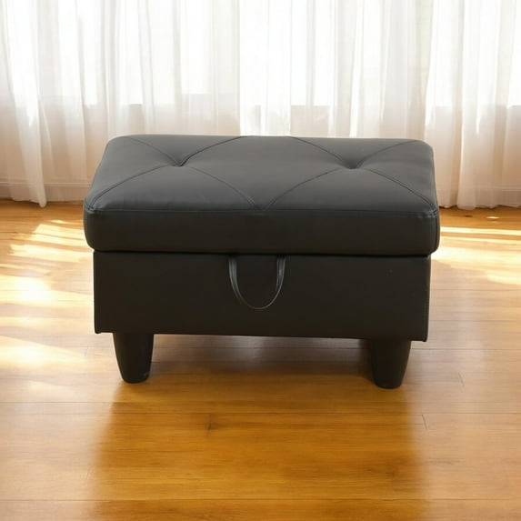 JESTOP Leather Storage Ottoman, Ottoman with Storage, Rectangle 28.5" Foot Rest Ottomans Stool for Living Room Bedroom