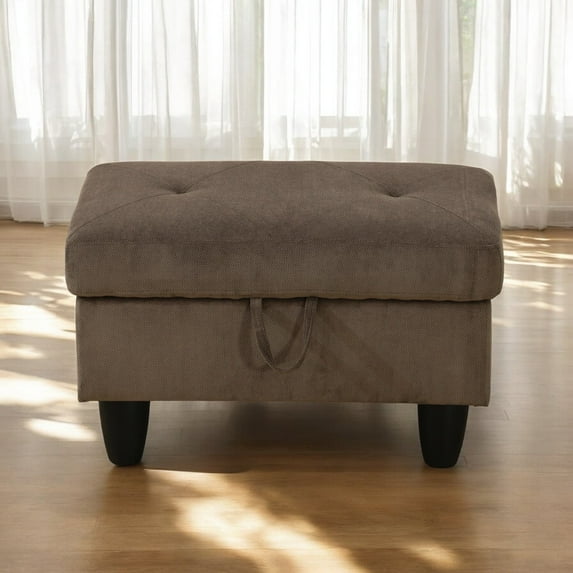 JESTOP 28.5" Ottoman with Storage, Fabric Ottoman Foot Rest Stool, Rectangle Upholstered Footstool, Storage Bench