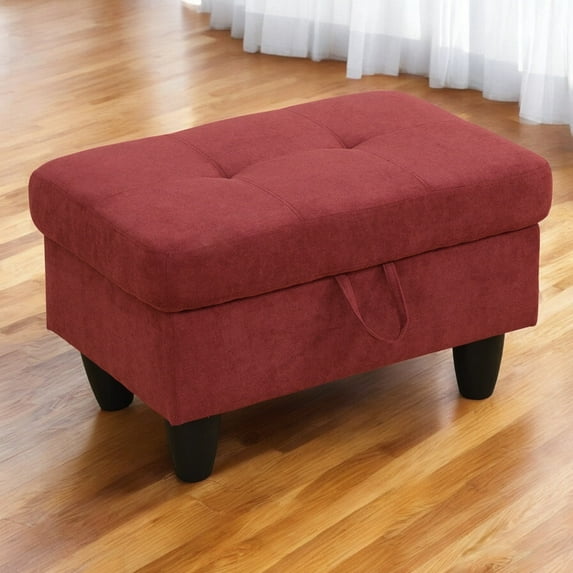 JESTOP 28.5" Ottoman with Storage, Fabric Ottoman Foot Rest Stool, Rectangle Upholstered Footstool, Storage Bench