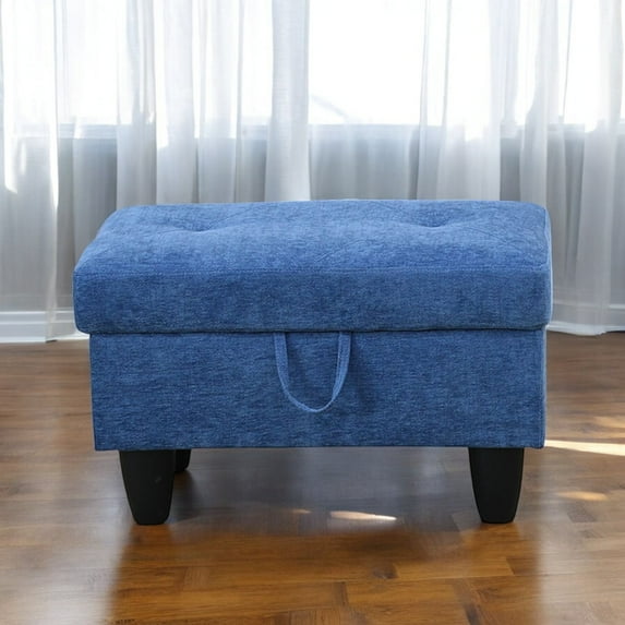 JESTOP 28.5" Ottoman with Storage, Fabric Ottoman Foot Rest Stool, Rectangle Upholstered Footstool, Storage Bench