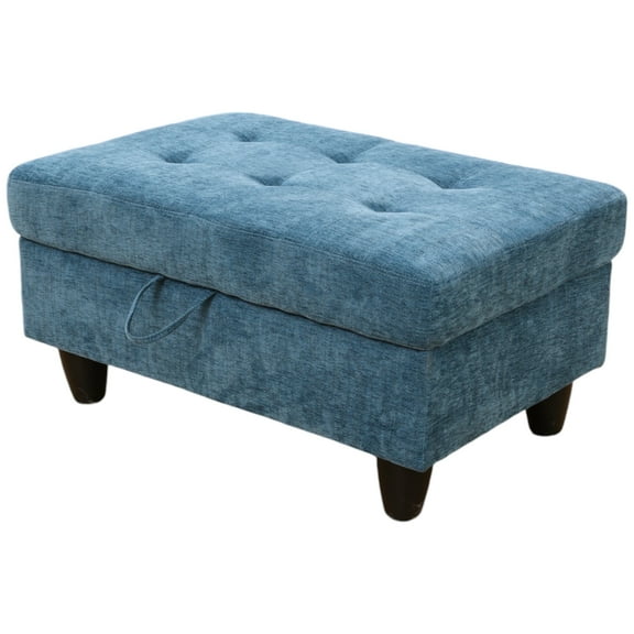 JESTOP Fabric Storage Ottoman, Rectangle Upholstered Footstool, 34"