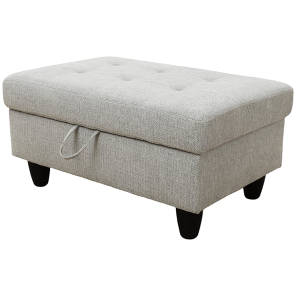 JESTOP Ottoman with Storage, Fabric Ottoman Foot Rest Stool, Rectangle Upholstered Footstool, Storage Bench, 34"