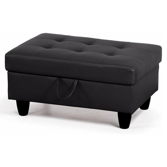 "JESTOP Faux Leather Rectangle Tufted Hinged Flip-Top Storage Ottoman Bench, 34"" Wide"