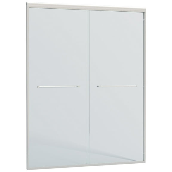 JESTOP 44-48"W or 56-60"W x 72"H Double Sliding Shower Door, Semi-frameless Bypass Bathroom Sliding Door with 1/4" (6mm) Tempered Glass for Walk-in Shower, Reversible Installation