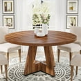 thumbnail image 1 of JESTOP 47" Round Dining Table Wood Kitchen Table for Dining Room, Farmhouse Dinner Table with Wooden Tabletop and Cross Base, Rustic Dining Room Table for Dining Room/Living Room/Parlor, 1 of 8