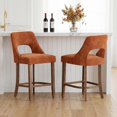 thumbnail image 1 of JESTOP Bar Stools Set of 2, Upholstered Counter Height Bar Stools, Modern Counter Stools with Wood Legs for Kitchen Island Dining Room Bar, Orange, 1 of 9