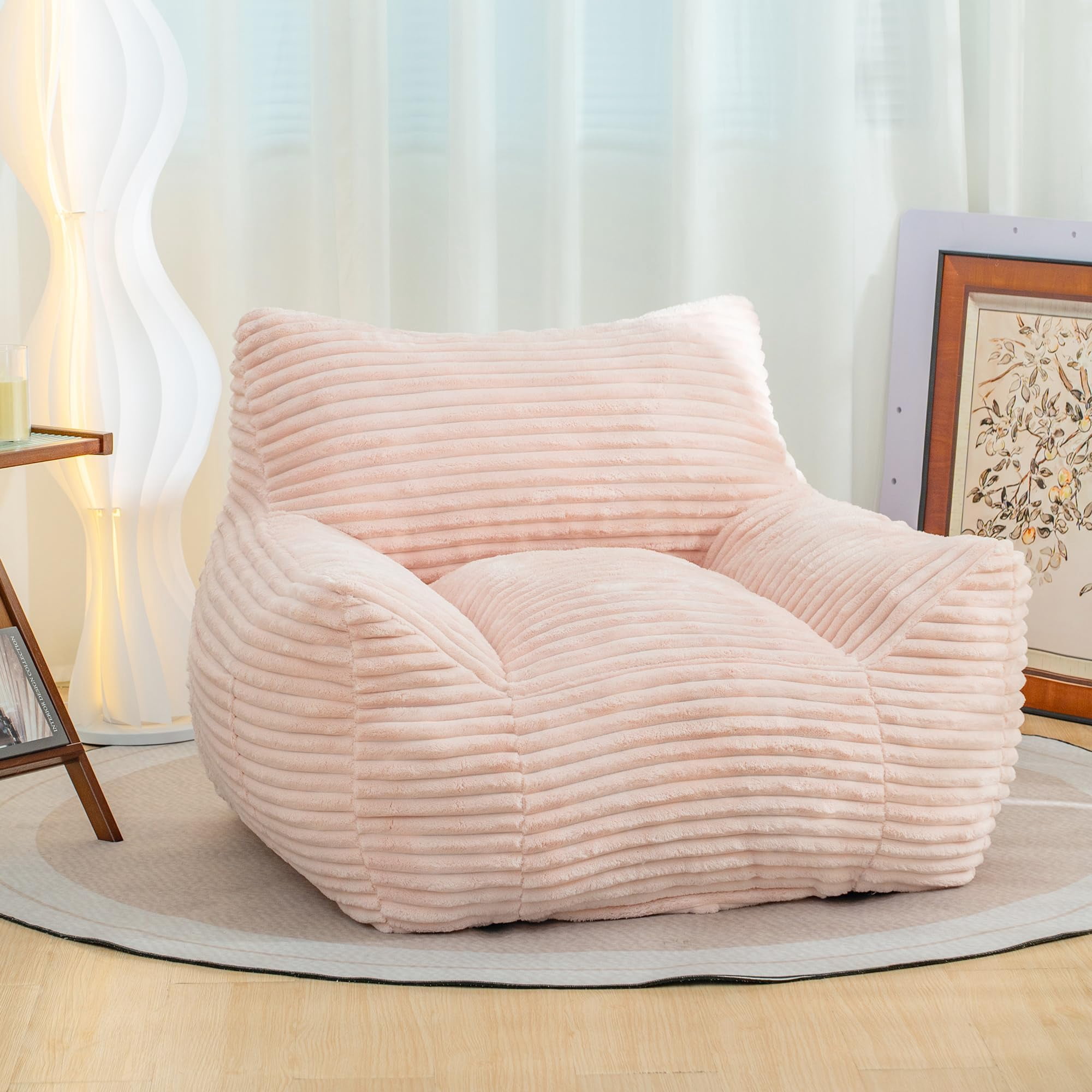 JESTOP Bean Bag Chair for Adults with Armrests, Lazy Floor Sofa Cozy Single Cloud Mini Couch, Corduroy Reading Chair for Living Room Bedroom