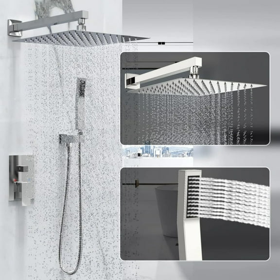JESTOP Complete Shower System with Rough-in Valve with 10 Inches Rain Shower Head