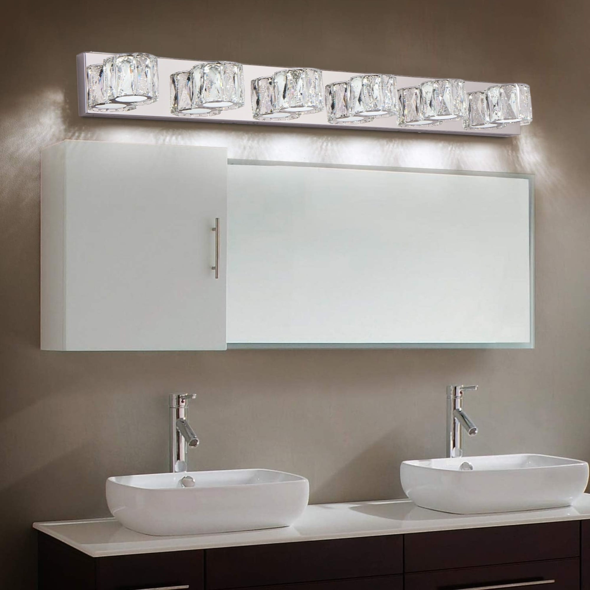 JESTOP Dimmable Bathroom Vanity Light - Crystal Modern Vanity Lights for Bathroom
