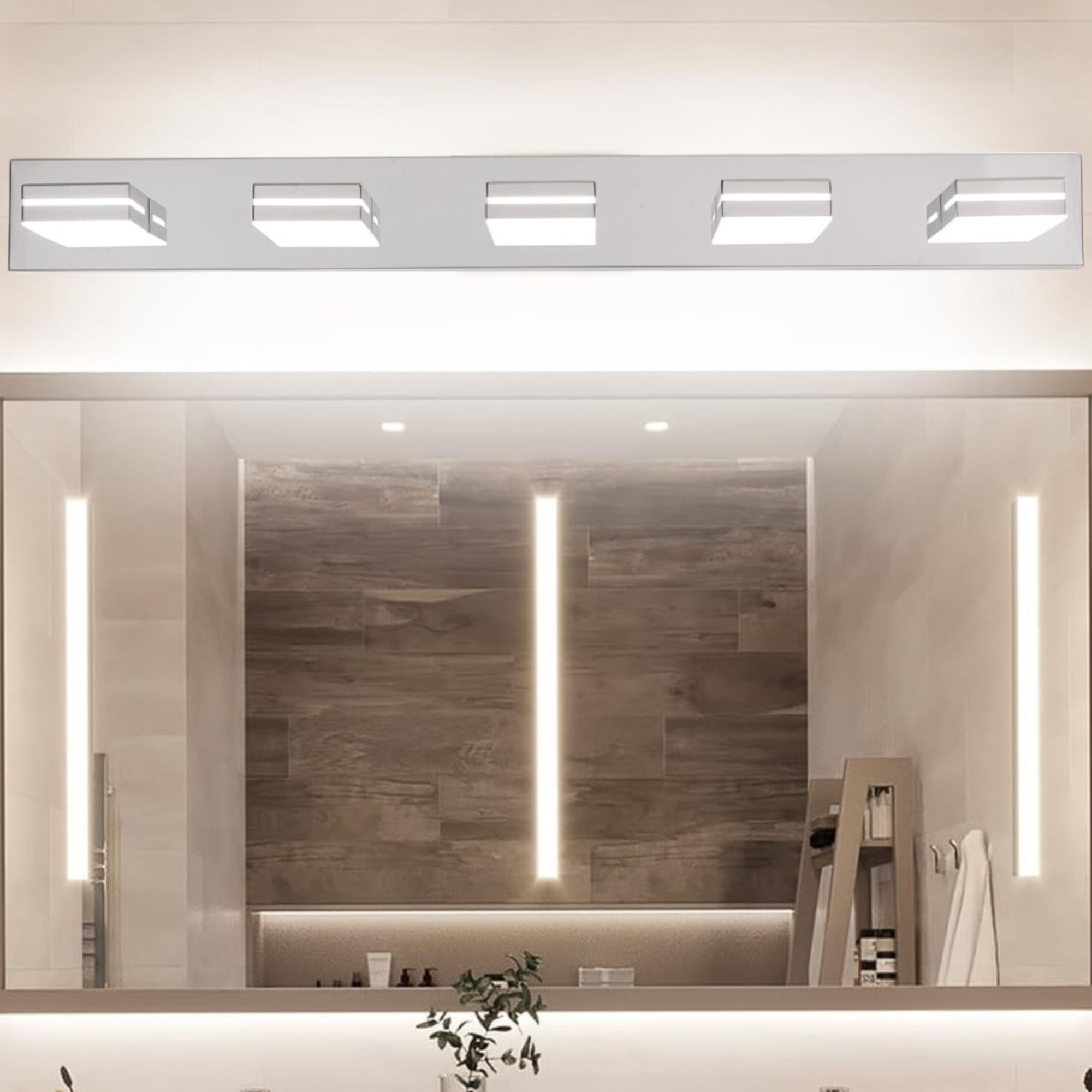 JESTOP Dimmable LED Modern Bathroom Vanity Light Fixtures Modern Acrylic Bathroom Wall Lighting Fixtures Over Mirror (Cool White 6000K)