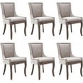 thumbnail image 1 of JESTOP Fabric Vintage Upholstered Dinging Chairs Set of 6, Farmhouse Solid Wood Kitchen Dining Room Chairs with Nailheads Legs, 1 of 10