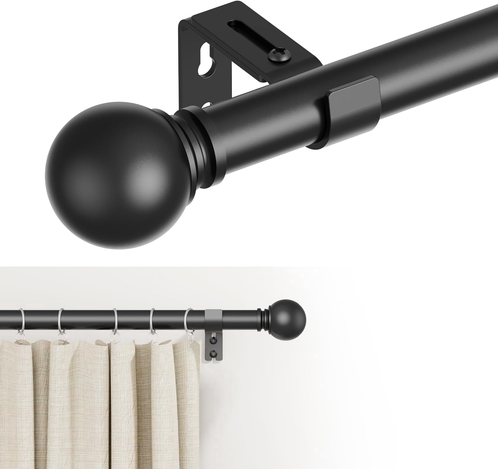 JESTOP Industrial Curtain Rods for Windows 48 to 84, 1 Inch Adjustable ...
