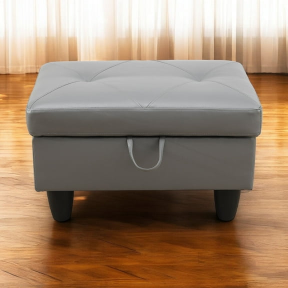 JESTOP Leather Storage Ottoman, Ottoman with Storage, Rectangle 28.5" Foot Rest Ottomans Stool for Living Room Bedroom