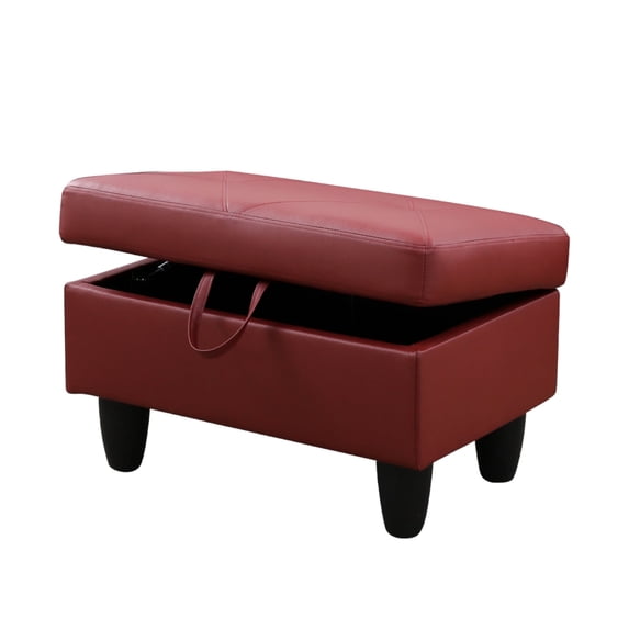 JESTOP Leather Storage Ottoman, Ottoman with Storage, Rectangle 28.5" Foot Rest Ottomans Stool for Living Room Bedroom