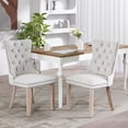 thumbnail image 1 of JESTOP Linen Fabric Dining Chair Set of 2, Upholstered Tufted Dining Room Chair with Nailhead Trim and Solid Light Color Wood Leg for Kitchen (Beige), 1 of 7