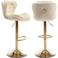 thumbnail image 1 of JESTOP Modern Swivel Pub Height Barstool Set of 2, High Dining Chair with Velvet Seat, Backrest, Armless Hydraulic Counter Stool, Gold Base Island Stool, 1 of 7