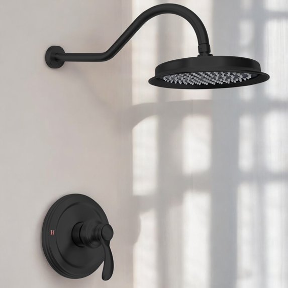JESTOP Retro Complete Shower System With Rough-In Valve With 9 Inches Rain Shower Head