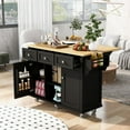 thumbnail image 1 of JESTOP Rolling Kitchen Island with 3 Drawers and 2 Cabinets, Kitchen Cart on Wheels with Drop Leaf, Wood Portable Trolley Island with Cabinet Door Storage Racks, for Dinning Room, 1 of 8