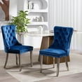 thumbnail image 1 of JESTOP Velvet Dining Chair Set of 2, Upholstered Tufted Dining Room Chair with Nailhead Trim, Solid Silver Plated Leg for Kitchen(Blue), 1 of 8