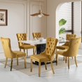 thumbnail image 1 of JESTOP Velvet Dining Chairs Set of 6, Tall Back Side Chair, Modern Upholstered Side Chair with Button Back Ring, Gold Plated Stainless Steel Legs (Gold), 1 of 7