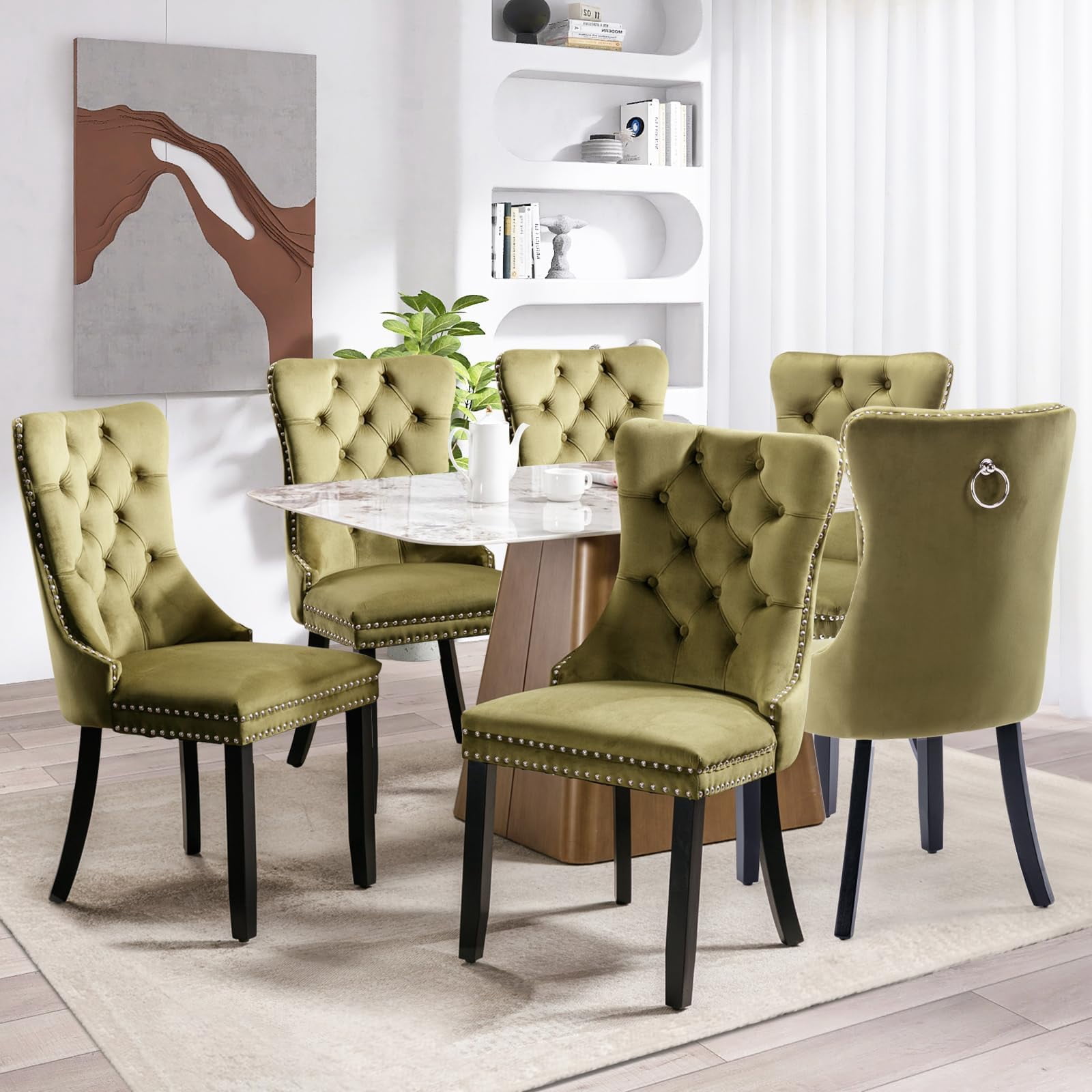 JESTOP Velvet Dining Chairs Set of 8, Tall Back Side Chair, Modern ...