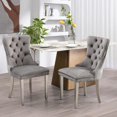 thumbnail image 1 of JESTOP Velvet Dining Chairs Set of 2, Tall Back Side Chair, Modern Upholstered High-end Tufted Side Chair with Button Back Ring, Silver Legs (Grey), 1 of 7