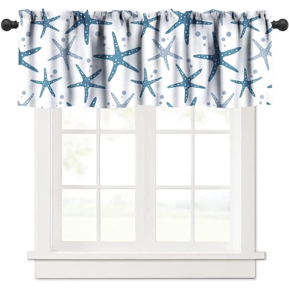 JESTRONRY Ocean Starfish Window Valances with Rod Pocket, Ocean Beach Theme Curtain Valances for Kitchen Bedroom Living Room Dining Room Decor
