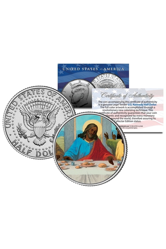 JESUS African American LAST SUPPER Black JFK Kennedy Half Dollar Colorized Coin