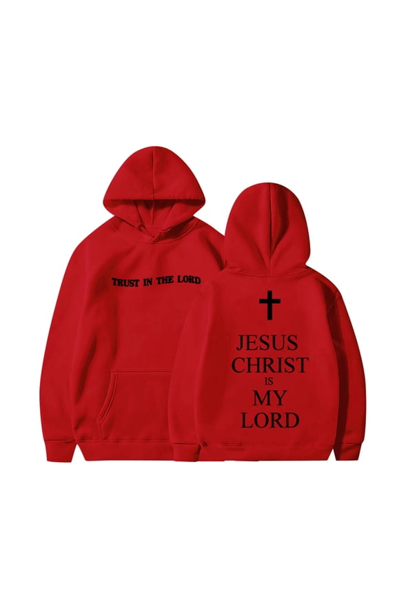 JESUS IS MY LORD Graphic Hoodie For Girls Christian Jesus Hoodie Kids Faith Hooded Sweatshirt Preppy Pullover Tops, Red 5-6 Years
