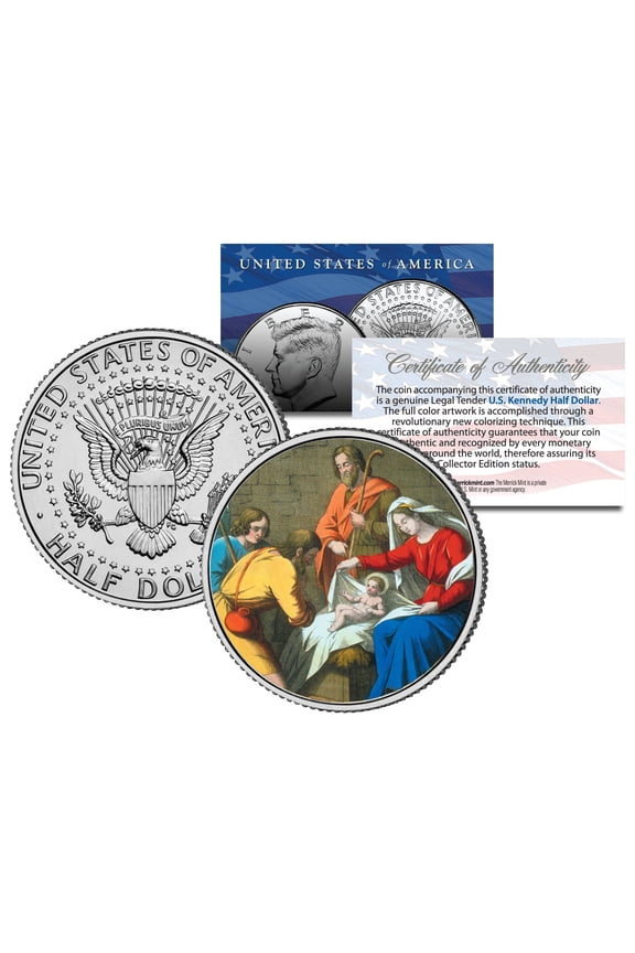 JESUS CHRIST * NATIVITY * JFK Kennedy Half Dollar U.S. Colorized Coin Religious