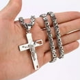 thumbnail image 1 of JESUS Cross Stainless Steel Christ Cross Necklace Mens Crucifix Metal Pendant, 1 of 4