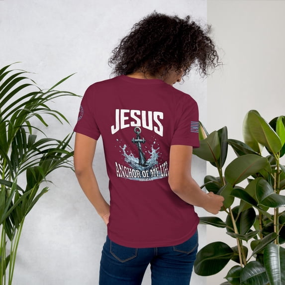 JESUS IS ANCHOR Unisex t-shirt (Maroon, S)